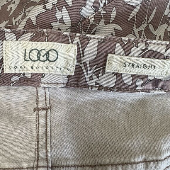 LOGO Lori Goldstein Jeans Women Size 20W Taupe Floral Stretch Twill Straight - Picture 8 of 11